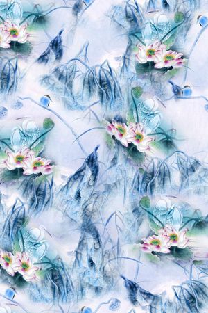 中国风 水墨印花花型图片
