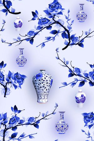 旗袍印花花型图片