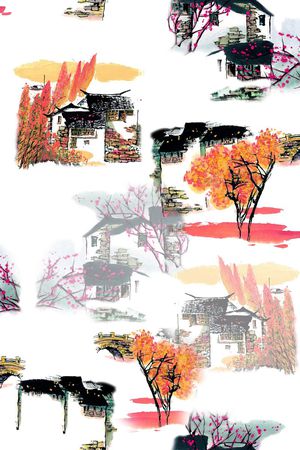 绘画水彩印花花型图片