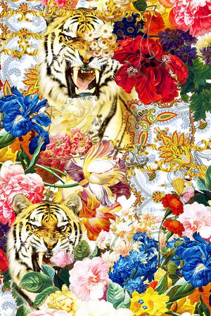 花纹 老虎 花卉印花花型图片