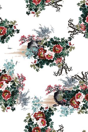 国画印花花型图片