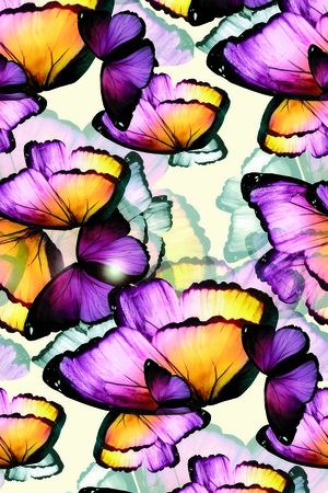 流行时尚朦胧蝴蝶花印花花型图片
