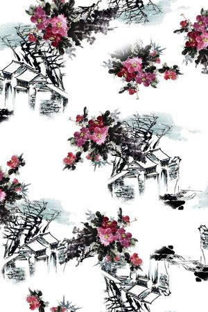 国画绘画印花花型图片