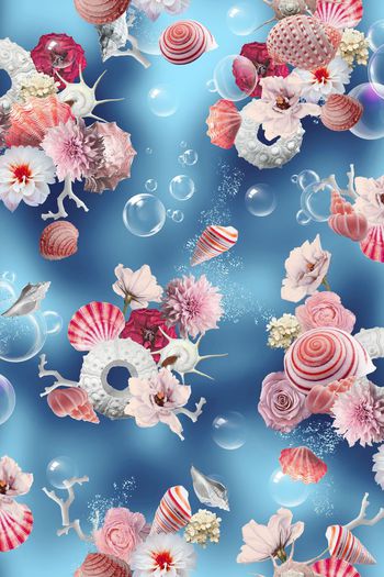565761-海底世界 贝壳 珊瑚 热带鱼 花卉