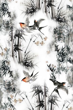 国画绘画印花花型图片
