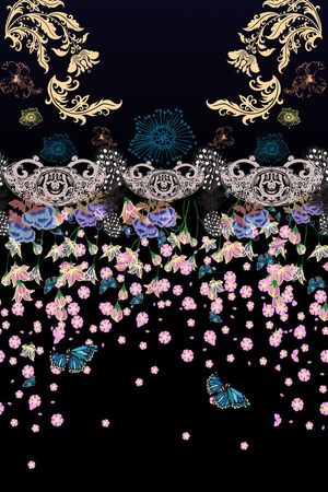 黑底印花花型图片