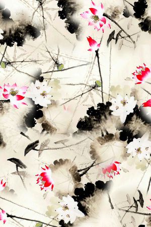 素雅国画印花花型图片