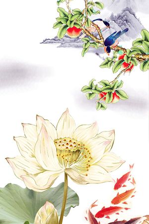 荷花印花花型图片