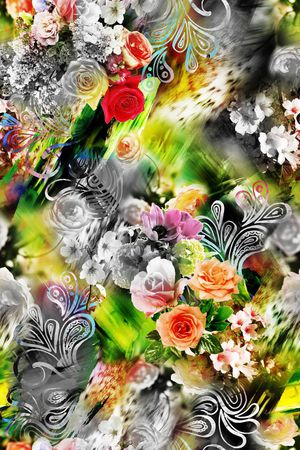浪漫花卉印花花型图片