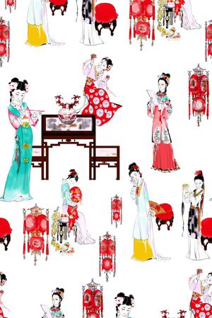 中国风印花花型图片