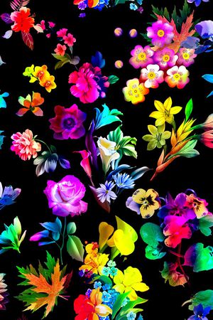 纯色底印花花型图片