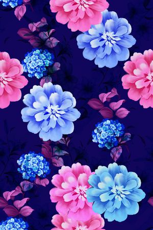 绣球花印花花型图片
