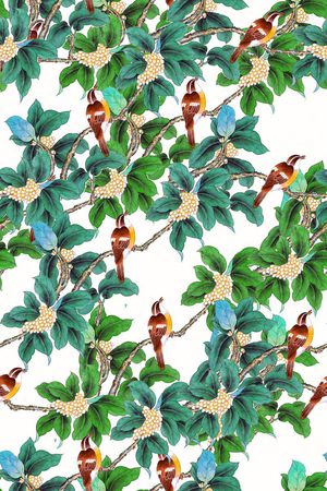 国画花鸟印花花型图片
