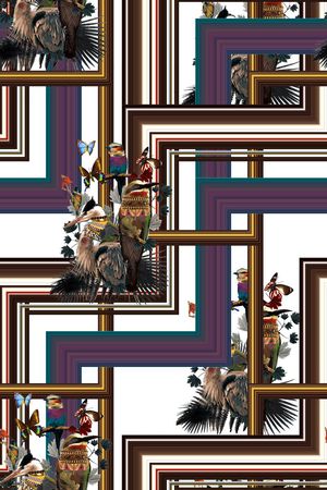 花鸟画框家纺女装复古贵族格子时尚印花花型图片