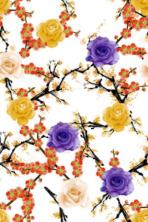 桃花印花花型图片