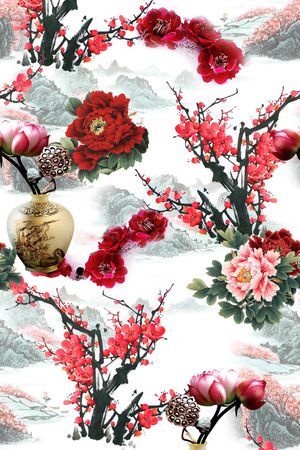 中国风印花花型图片