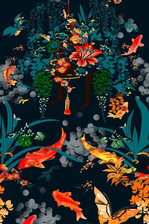 鲤鱼印花花型图片