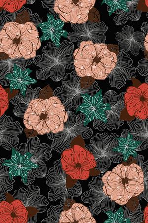 线描印花花型图片