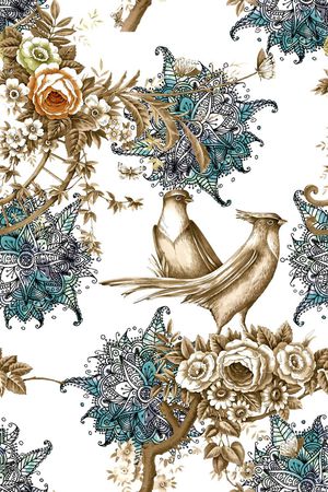 花鸟印花花型图片