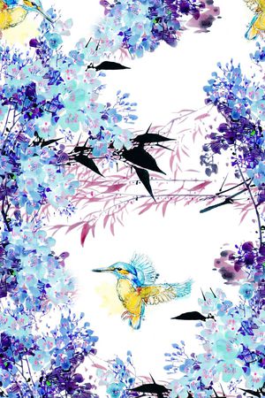 水彩印花花型图片