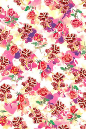 手绘玫瑰印花花型图片