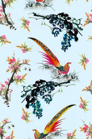 花鸟印花花型图片