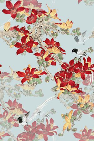 旗袍印花印花花型图片