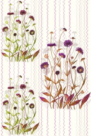 线描花卉印花花型图片