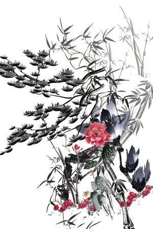 山水画印花花型图片