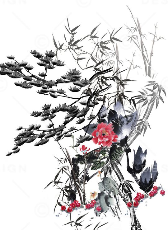 山水画印花花型图片