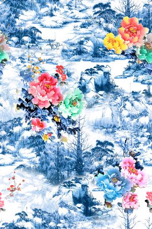 牡丹印花花型图片