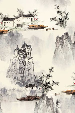 乌篷船印花花型图片