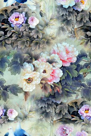 工笔画印花花型图片