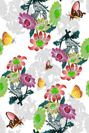 鸟昆虫图案印花花型图片