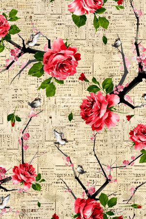 花鸟印花花型图片