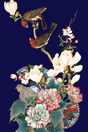 旗袍花型大牌女装印花花型图片