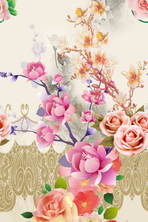 手绘印花花型图片