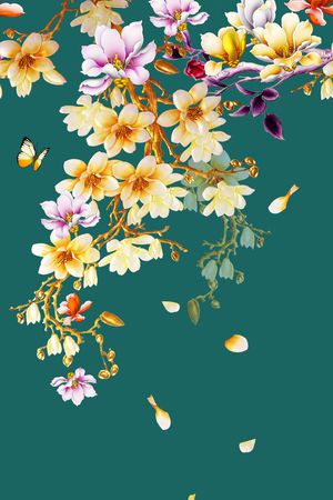 玉兰花印花花型图片