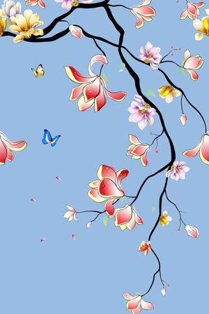 玉兰花印花花型图片
