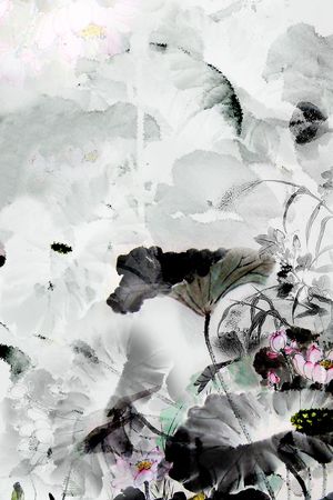 荷花印花花型图片