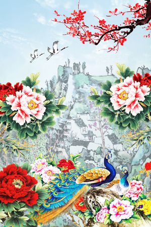 中国风印花花型图片