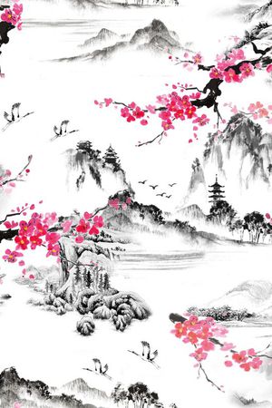 水墨印花花型图片