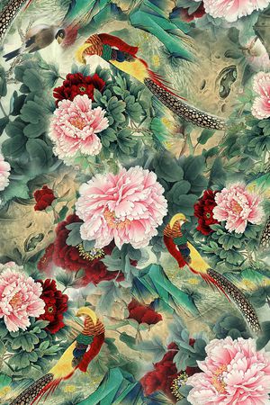 花鸟印花花型图片