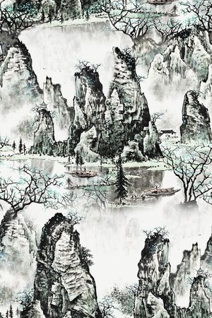 水墨印花花型图片