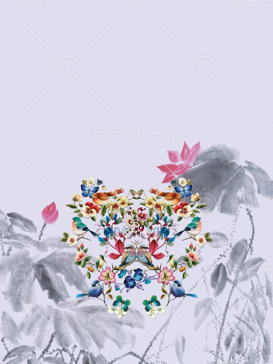 花鸟印花花型图片