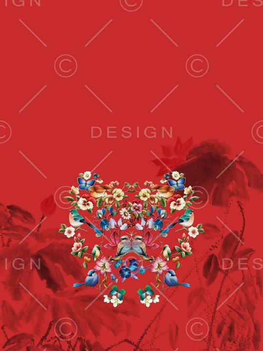 花鸟印花花型图片