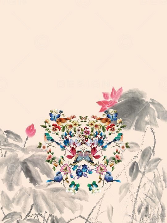 花鸟印花花型图片