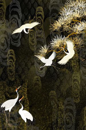 仙鹤印花花型图片
