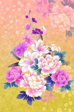 荷花印花花型图片