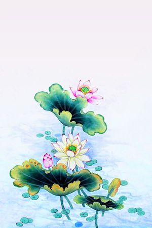 荷花印花花型图片